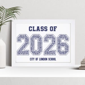 Personalised Class of 2026 Word Art Print, School Leavers Gift