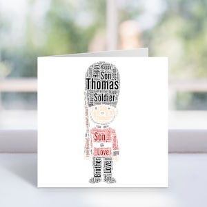 Gepersonaliseerde Queens Guard Card - soldaat - aangepaste WordArt-kaart - verjaardag - voor jongens, kinderen - zoon, kleinzoon - decor kinderkamer, slaapkamer