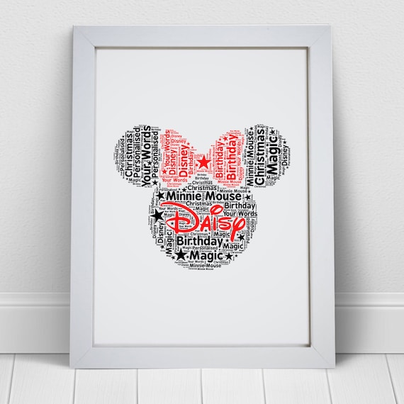 Personalised Minnie Mouse Disney Birthday wordart Gift