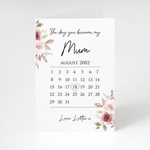 Carte personnalisée pour maman - Merci, anniversaire, fête des mères, souvenir personnalisé pour maman, grand-mère, grand-mère de son fils et sa fille - date de naissance Pays-Bas
