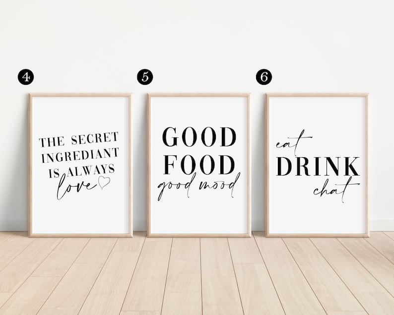 Food Themed Kitchen Prints, Dining Room Wall Art Prints, Unframed Kitchen Poster - Home Décor, Kitchen White and Black A5 A4 A3 Print bild 3