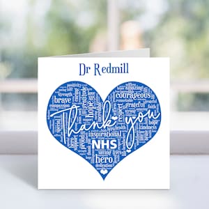 Personalisierte Danke-NHS-Karte - Wortkunst - Held NHS-Personal - Krankenschwester, Arzt, Schlüsselarbeiter. Für Männer, Frauen, Sie, Ihn