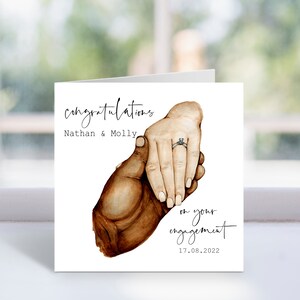Tarjeta de felicitación personalizada por su compromiso: tarjeta de compromiso con temática de parejas tomadas de la mano - Para parejas