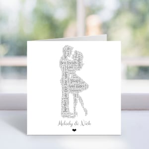 Personalised Couple Card - Valentines, Wedding, Anniversary Card - Word Art For Him, Her - For Couples, Husband, Wife, Boyfriend