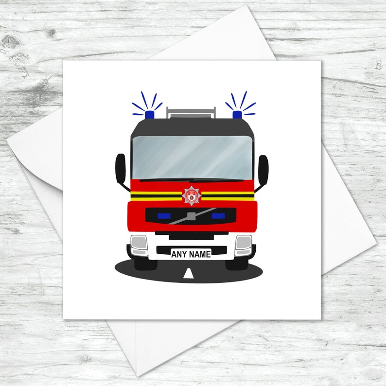 Personalised Fire Engine Greeting Card Fireman Fire Fighter - Etsy UK