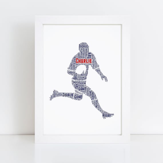 Personalised Rugby Player Print Custom Rugby Prints Birthday Gifts