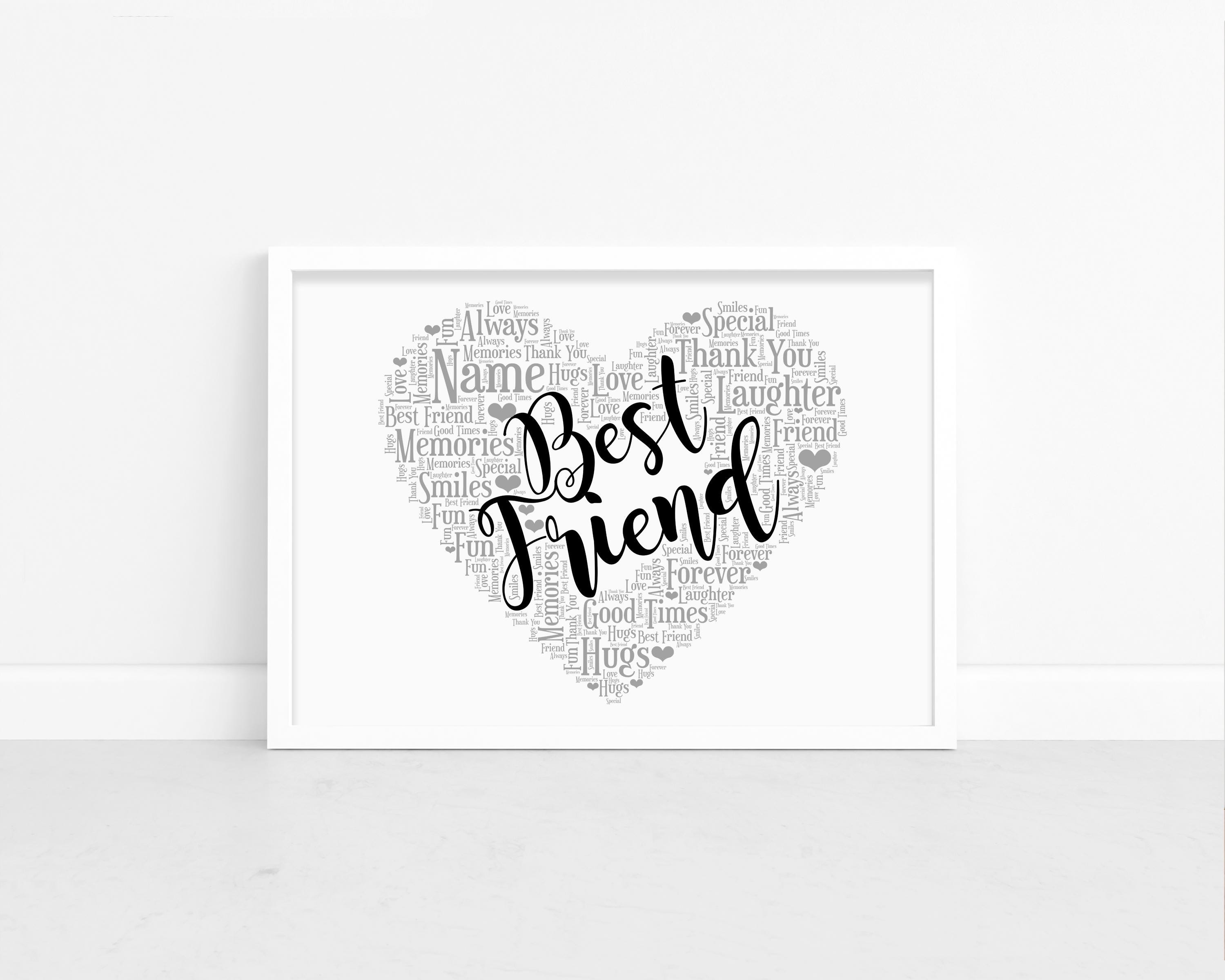 Personalised Best Friend Print - Friendship Word Wall Art - Birthday, Bestie Gifts - For Women, Girls - Best, Special Friends