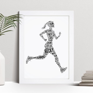 Personalised Female Runner Word Art Print, Running Gift, Custom Wall Art Framed Picture, Present For Her, Women, Girls NL