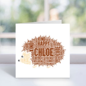 Carte hérisson personnalisée - carte d'art animalier des bois - pour lui, elle, garçons, filles - anniversaire, carte de Noël pour amoureux des animaux