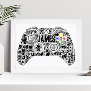 Personalised Xbox Controller Word Art Print, Gamer Gift, Custom Wall Art Framed Picture, Present For Gaming Boys, Girls NL