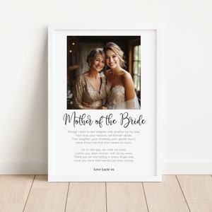 Mutter der Braut - Personalisierter benutzerdefinierter Fotogedicht Druck - Hochzeitstag Andenken Geschenke - Danke Geschenk für Mutter von Tochter