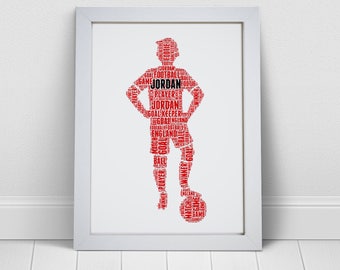 Personalised Footballer Print - Football Prints - Birthday Gifts For Boys, Kids - Custom Wall Art - Bedroom Decor - Son, Grandson, Nephew