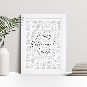 Personalised Retirement Word Art Print - Custom Unique Gift