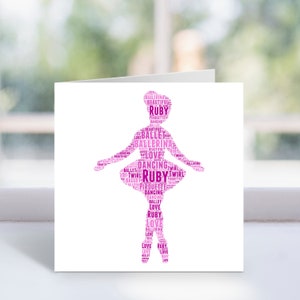 Scheda personalizzata con parola artistica ballerina - Regali a tema ballerina per ragazze, bambini, bambine - figlia, nipote, nipote