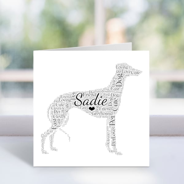 Personalised Greyhound Card - Custom Word Art Card - Memorial, In Memory Card - For Him, Her, Men, Women - Dog Lover, Owner