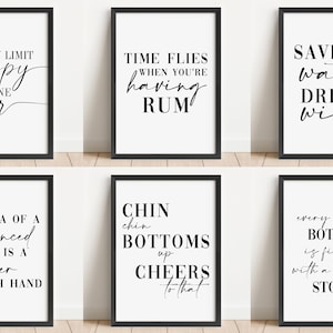 Home Bar Prints, Bar Wall Art Prints, Unframed Home Bar Poster, Bar Print - Home Bar Décor, Garden Bar Art, White and Black A5 A4 A3 Print