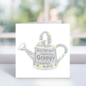 Personalised Watering Can Card - Gardeners Word Art Card - For Him, Her, Men, Women - Garden Lover