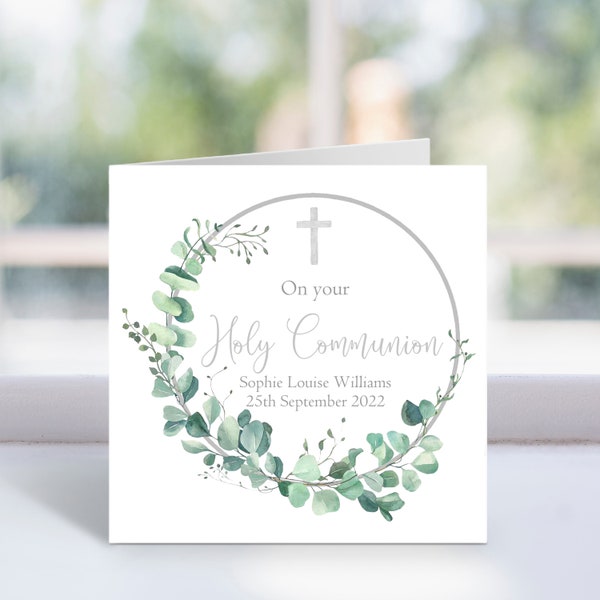 Personalised Holy Communion Card - For Godson, Goddaughter, Son, Daughter, Unisex - Naming Day - Boy Girl