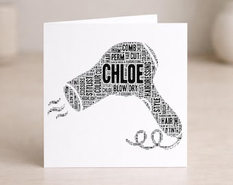 Personalised Hairdresser Card – Word Art, Custom Name