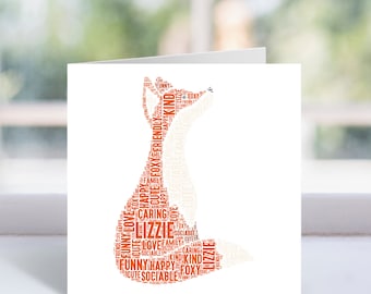 Personalised Fox Card - Fox Lovers Word Art Card - Fox Themed Birthday Card - For Him, Her, Men, Women, Girls, Boys