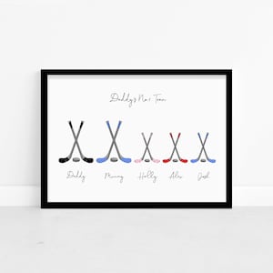 Personalised Hockey Family Stick Print - Custom Wall Art - Hockey Player Fan Gifts image 1