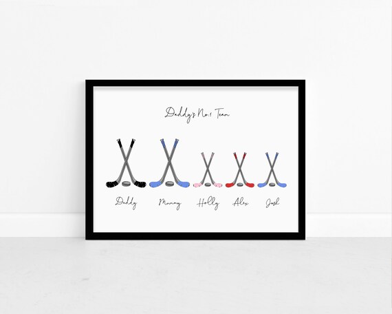 Personalised Hockey Family Stick Print - Custom Wall Art - Hockey Player Fan Gifts
