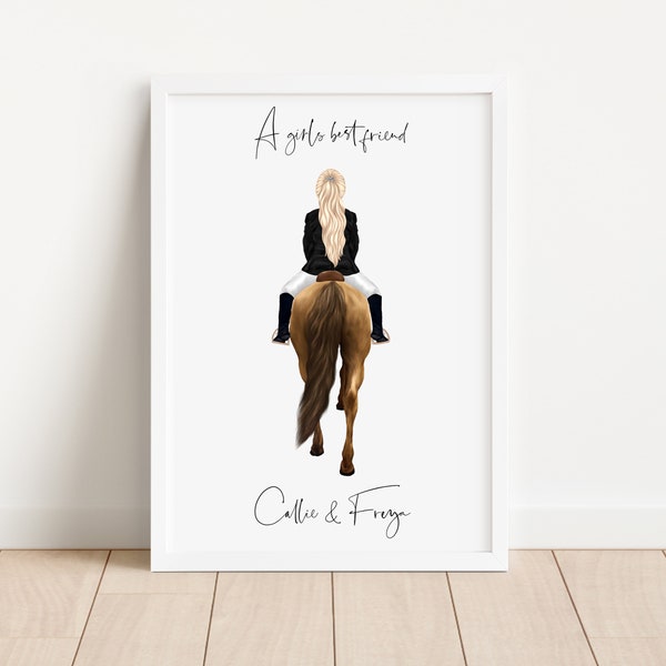 Personalised Horse Rider Word Art Print - Custom Wall Art Poster Prints - Horse Lover Horsey Gifts For Her