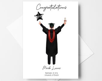 Tarjeta de graduación masculina personalizada - Felicitaciones - Recuerdo personalizado