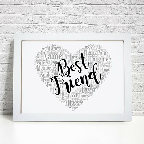 Personalised Best Friend Print Friendship Word Wall Art Etsy Uk