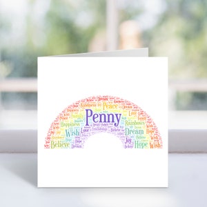 Carte d'art personnalisée arc-en-ciel - Carte de remerciement sur le thème - Bonheur - Cadeaux pour filles, garçons, enfants, bébé