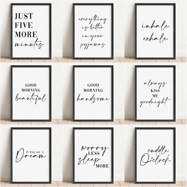 Set of 9 Bedroom Digital Prints, Printable Master Bedroom, Guest Room Art Prints, Unframed Bedroom Poster - Printable Bedroom Wall Décor