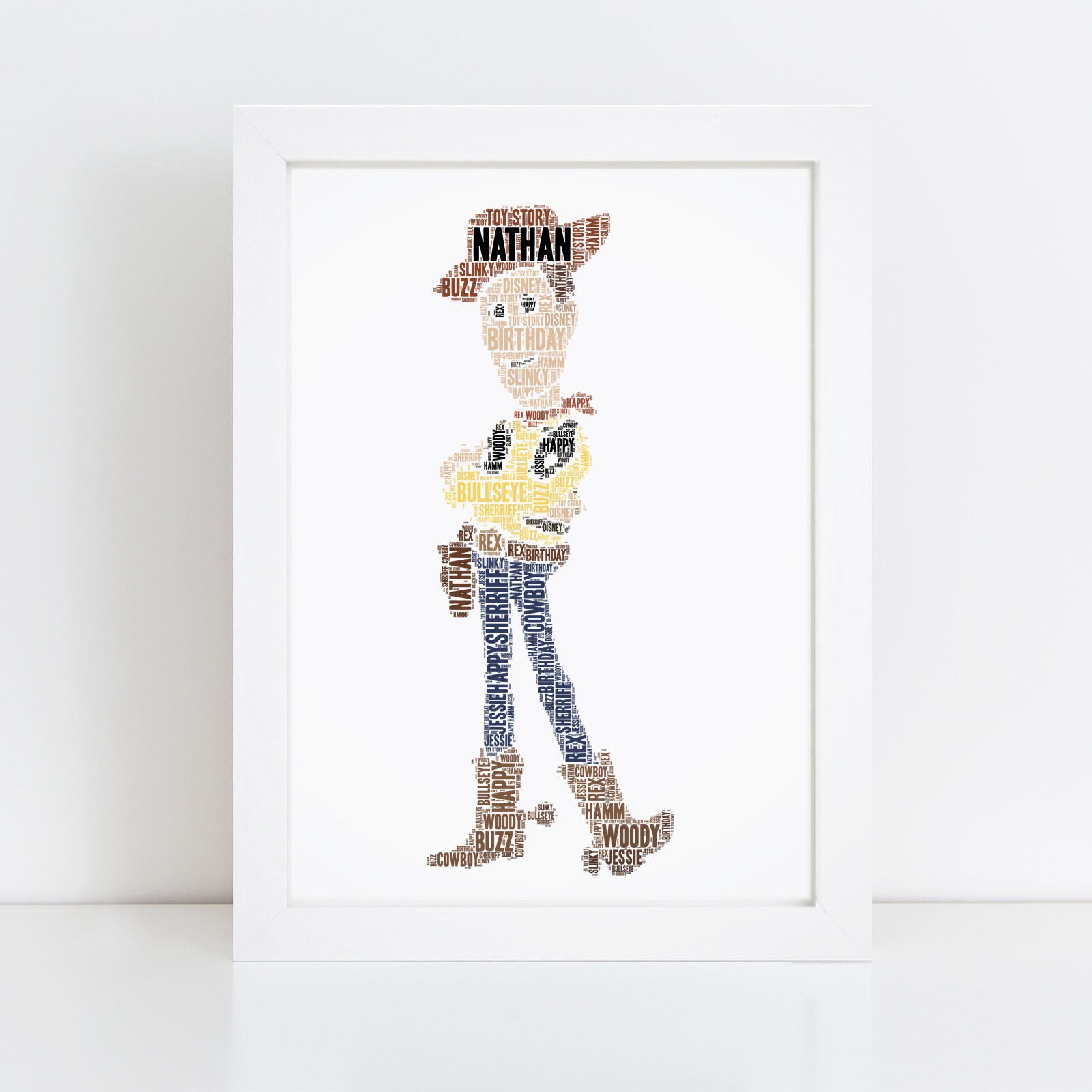 Personalised Woody Print Custom Word Wall Art Toy Story Etsy