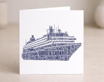 Personalised Cruise Ship Word Art Card - Cruising Keepsake