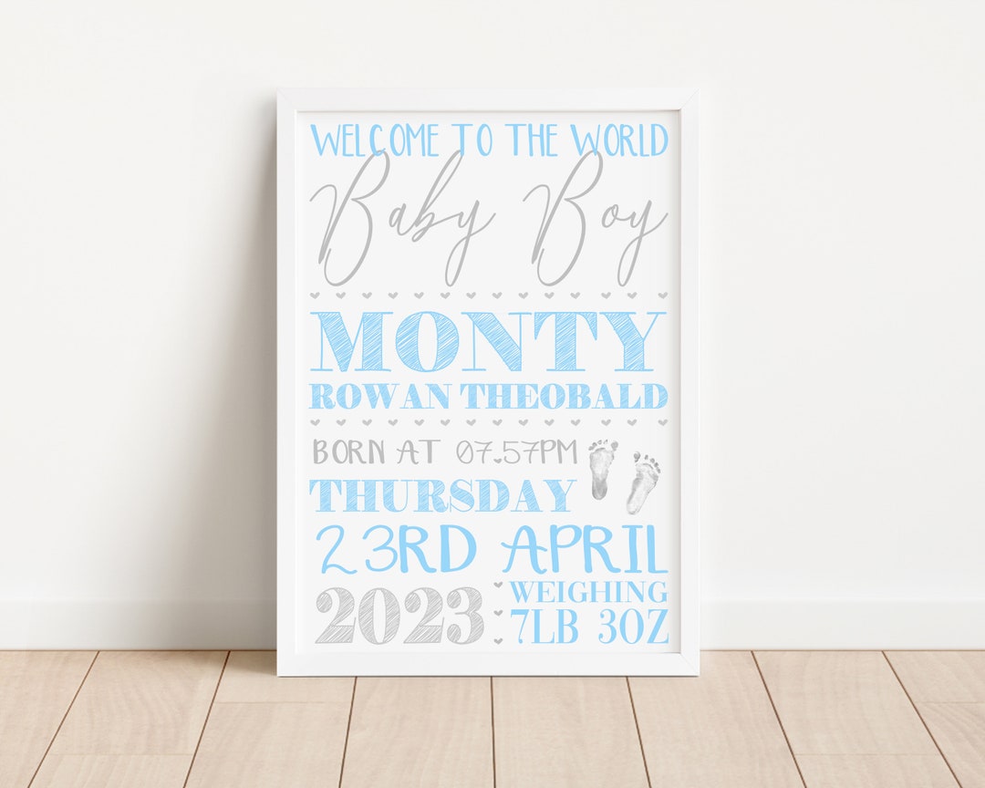 Personalised New Baby Print - Custom Nursery Wall Art - Newborn Gifts ...