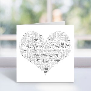 Personalisierte Herz Wort Kunst Karte - She Said Yes - Verlobungs-Andenken-Karte - Für Paare, Freund, Bruder, Schwester