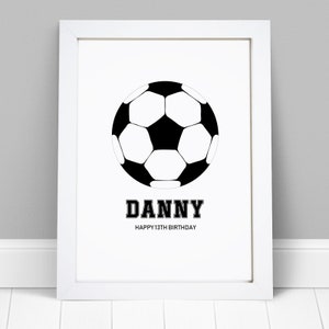 Personalised Football Print - Custom Wall Art Frame - Birthday Gifts - For Him, Men, Girls, Boys - Son, Daughter