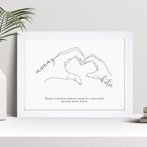 Personalised Mother and Child Hand Print, Birthday Gift, Custom Wall Art Framed Picture, Present For Mummy NL
