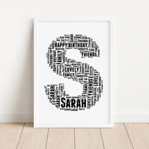 Impresión inicial personalizada - Arte mural con nombre personalizado - Regalos de cumpleaños - Para él, ella, niñas, niños, adolescentes, niños - Decoración de dormitorio