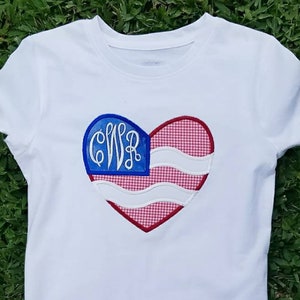 Girls Patriotic Shirt, Girls 4th of July Shirt, Monogrammed 4th of July Shirt, Fourth of July Shirt