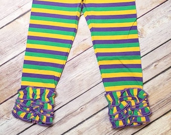 Mardi Gras Icings - Mardi Gras Pants - Mardi Gras Ruffle Leggings - Mardi Gras Outfit - Mardi Gras Leggings