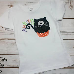 Halloween Shirt Cute Halloween Shirt Halloween Kitty Shirt Girls Halloween Shirt image 1