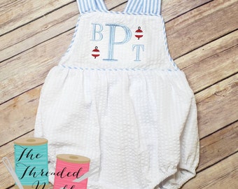 Baby Boy Monogrammed Bubble - Monogrammed Bubble - Monogrammed Romper - Romper Bubble - Baby Boy Romper - Baby Boy Sunsuit - Summer Outfit