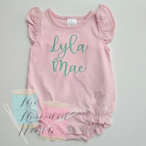 Monogrammed  Baby Bubble -  White Monogrammed Bubble - Monogrammed Romper - Romper Bubble - Baby Girl Romper - Baby Girl Sunsuit -