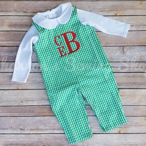 Baby Boy Monogrammed Long-all Green Boys Longall Fall Outfit ...