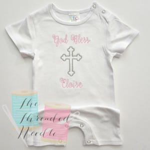 Baby Girl Christening Outfit - God Bless Romper - Baptism Outfit - Baby Girl Baptism - Baby Christening - Christening Party Outfit