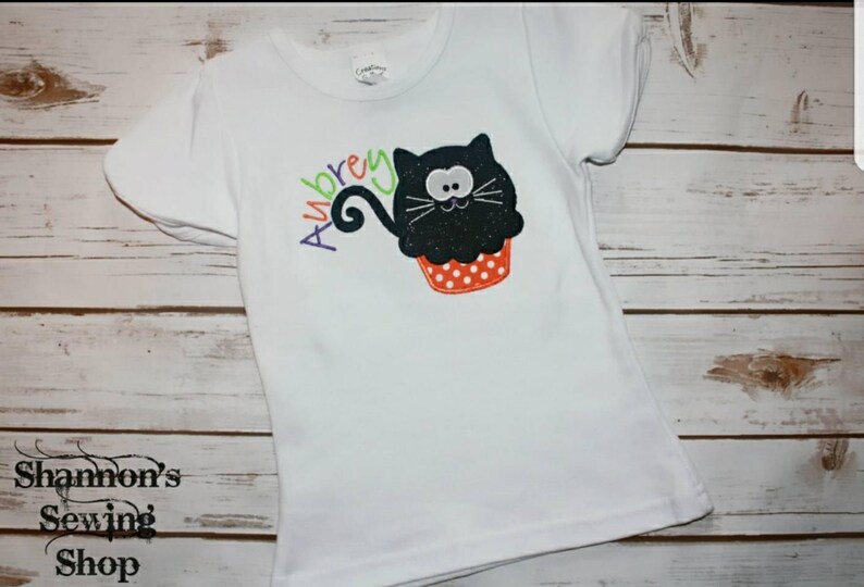 Halloween Shirt Cute Halloween Shirt Halloween Kitty Shirt Girls Halloween Shirt image 1