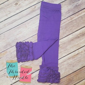 Purple Ruffle Leggings - Mardi Gras Leggings - Girls Leggings - Purple Icings - Icing Leggings