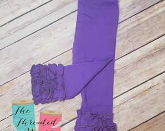 Purple Ruffle Leggings - Mardi Gras Leggings - Girls Leggings - Purple Icings - Icing Leggings