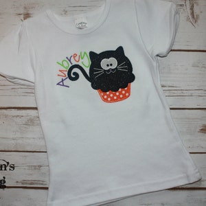 Halloween Shirt Cute Halloween Shirt Halloween Kitty Shirt Girls Halloween Shirt image 2