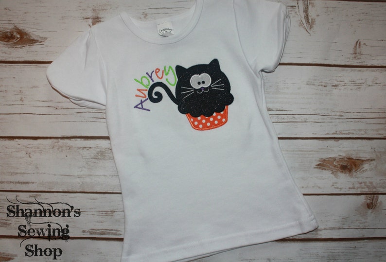 Halloween Shirt Cute Halloween Shirt Halloween Kitty Shirt Girls Halloween Shirt image 2